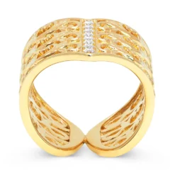Artisan Filigree Ethical Gold & Diamonds Wishbone Jacket Ring -Plant Bargain Shop Filigree 1 Front