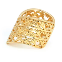 Artisan Filigree Ethical Gold & Diamonds Wishbone Jacket Ring -Plant Bargain Shop Filigree 1 side