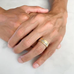 Freedom Ethical Gold Ring: 3 Bands -Plant Bargain Shop FreedomEthicalGoldWeddingRing3Bandshand1