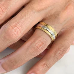 Freedom Ethical Gold Ring: 3 Bands -Plant Bargain Shop FreedomEthicalGoldWeddingRing3Bandshand1a