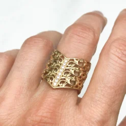 Artisan Filigree Ethical Gold & Diamonds Wishbone Jacket Ring -Plant Bargain Shop IMG 2347 1