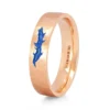 Bespoke Mark Recycled Rose Gold Wedding Band With Blue Enamel