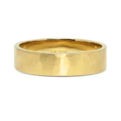 Flat Court Hammered Ethical Gold Wedding Ring, Wide